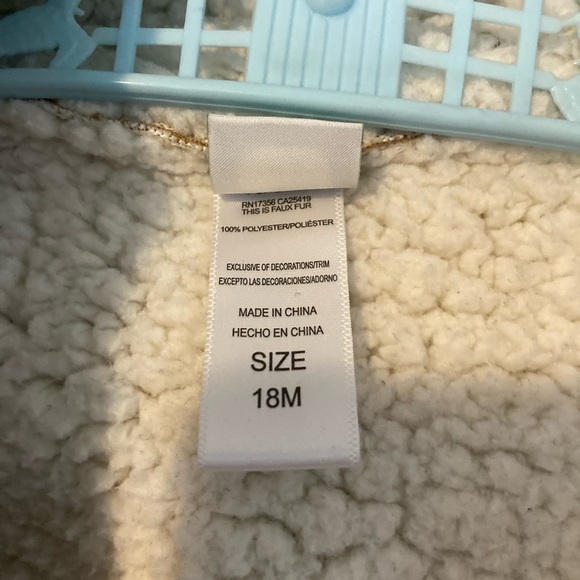 Little Me Girls Tan Suede Jacket Coat Floral Fleece Hoodie Zipper 18M Warm - Picture 7 of 12